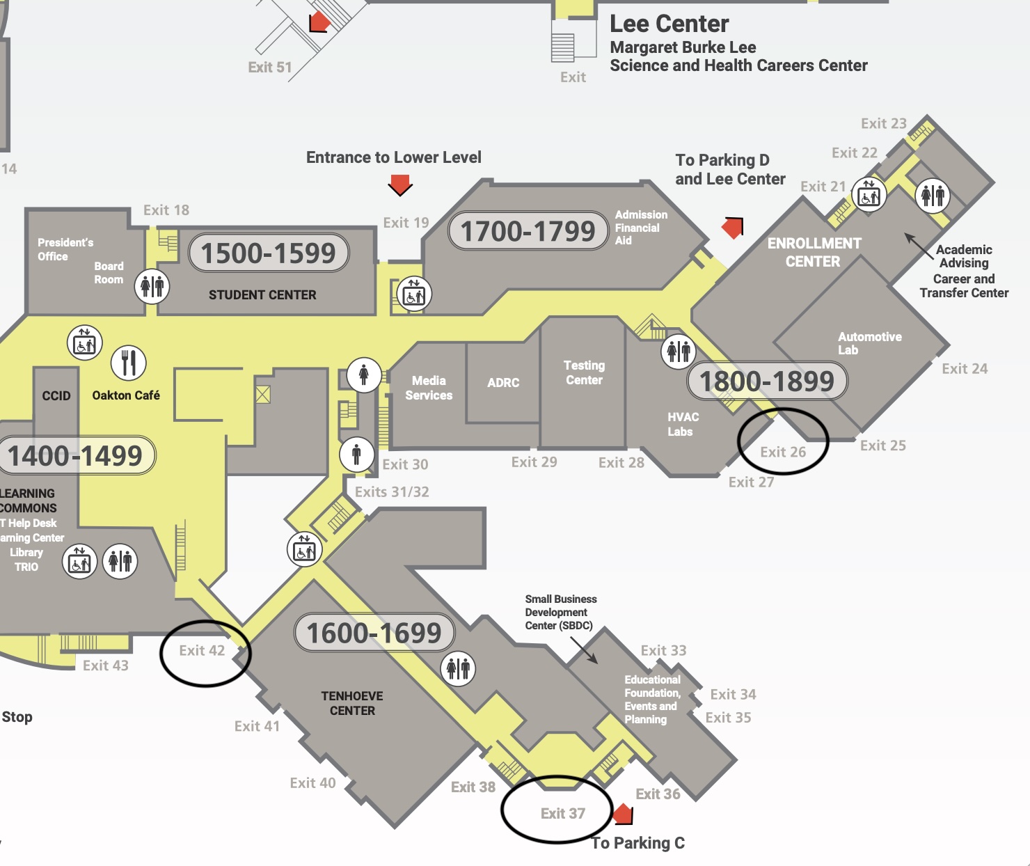 Map shows entrance 37, which is scheduled to be closed from March 16 through March 20. Doors 26 and 42 will remain open. 