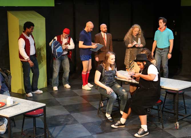 Students performing on-stage at Oakton College's Performing Arts Center.