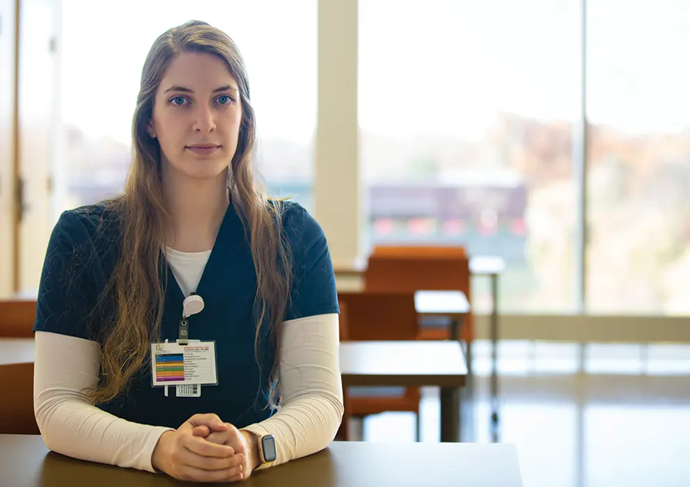 An Oakton student poses for the camera.