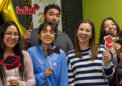 Group of students from Trio celebrating end of school year. 